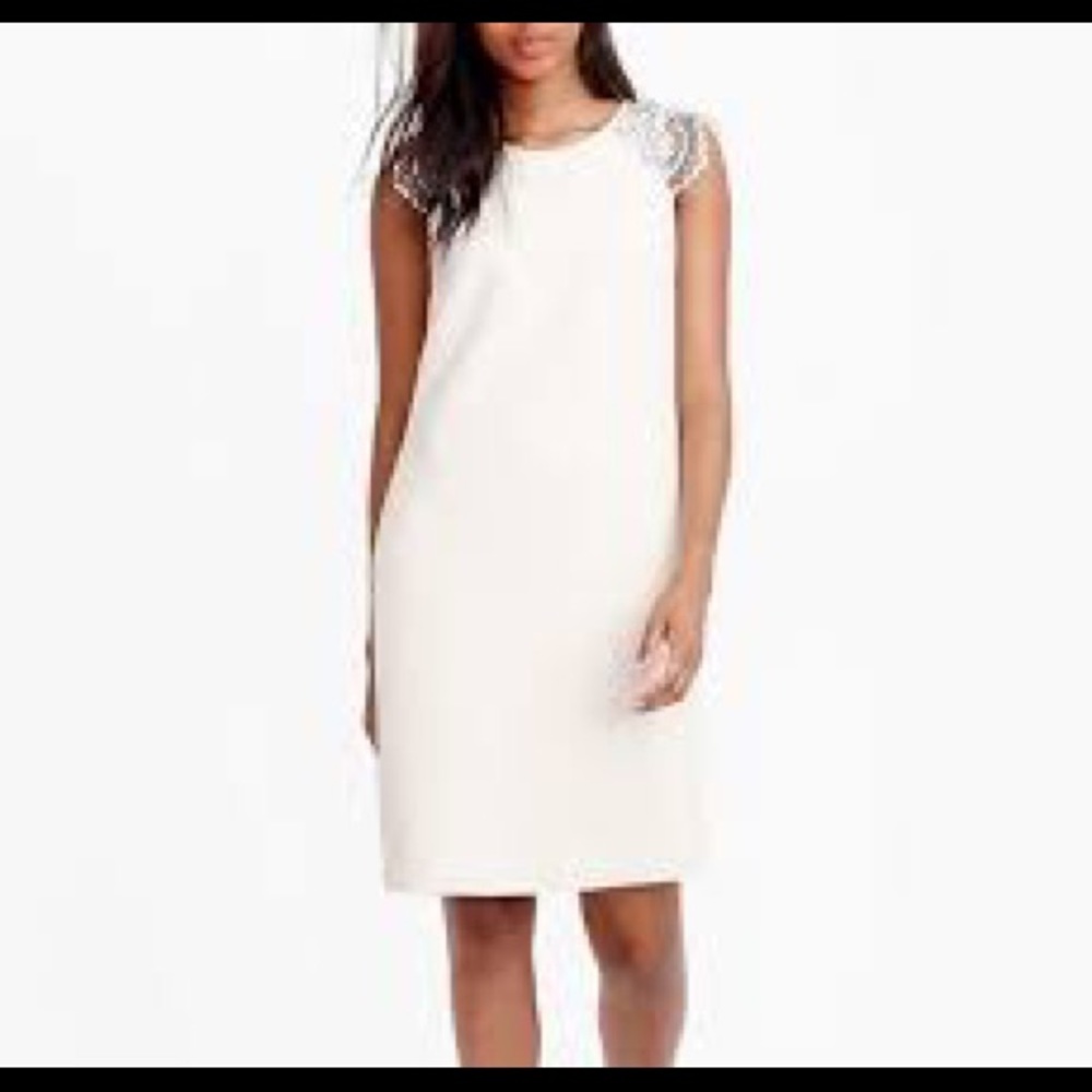 J.Crew cream ivory shift dress lace cap sleeves